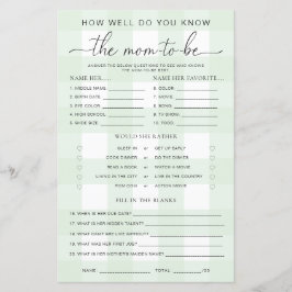 Green Gingham Baby Shower kennt das Mama-to-be-Spi