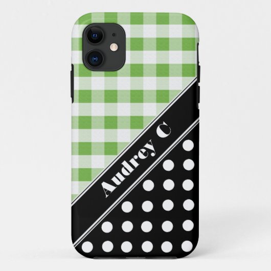Green Gingham Black Polka Dot iPhone 5 Fall Case-Mate iPhone Hülle (Rückseite)