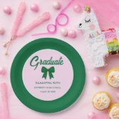 Green Gingham Bow Graduation Party Pappteller (Party)