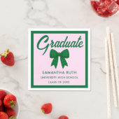 Green Gingham Bow Graduation Party Serviette (Beispiel)
