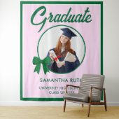 Green Gingham Bow Photo Graduation Backdrop Wandteppich (Beispiel)