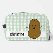 Green Gingham Brown Potato Custom Waschbeutel (Vorderseite)