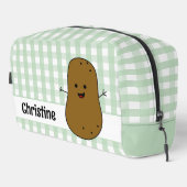 Green Gingham Brown Potato Custom Waschbeutel (Rechte Ecke)