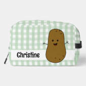 Green Gingham Brown Potato Custom Waschbeutel (Rückseite)