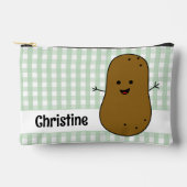 Green Gingham Brown Potato Custom Zubehörtasche (Vorderseite)