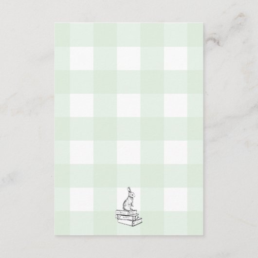 Green Gingham Bunny Books Request Insert Card (Rückseite)