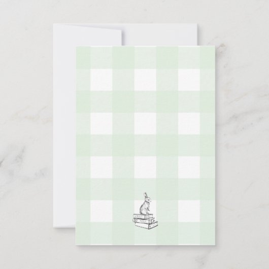 Green Gingham Bunny Books Request Insert Card Einladung (Rückseite)