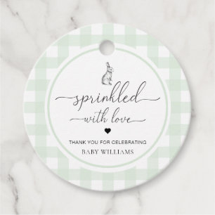 Green Gingham Bunny Rabbit gesprinklt mit Liebe Geschenkanhänger