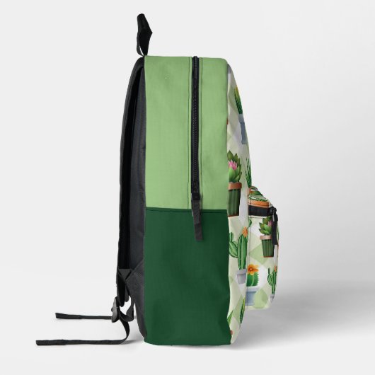 Green Gingham Cactus Pattern Bedruckter Rucksack (Links)