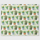 Green Gingham Cactus Pattern Geschenkpapier (Flach)