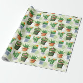 Green Gingham Cactus Pattern Geschenkpapier (Ungerollt)