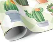 Green Gingham Cactus Pattern Geschenkpapier (Rolleneckpunkt)