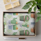 Green Gingham Cactus Pattern Seidenpapier (Geschenk)