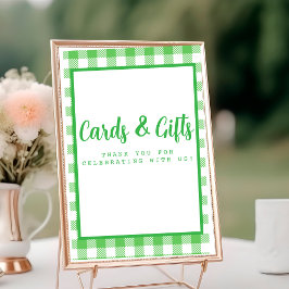 Green Gingham Cards und Geschenke Tischnummer