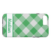 Green Gingham Case-Mate iPhone Hülle (Rückseite (Horizontal))