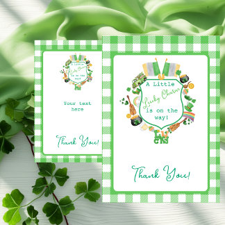 Green Gingham Charm Baby Dusche Danke Karten