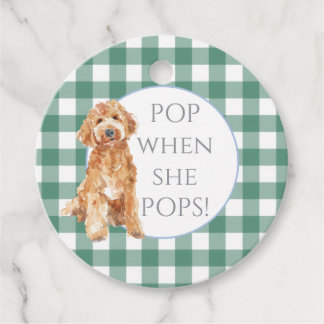 Green Gingham Check Puppy Dog Favor Tags Geschenkanhänger