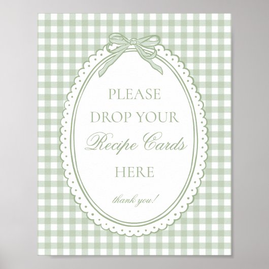 Green Gingham Coquette Bow Share a Recipe Poster (Vorne)