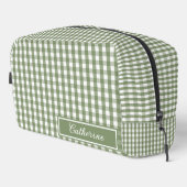 Green Gingham Cute Plaid Cosmetic Pretty Waschbeutel (Rechte Ecke)