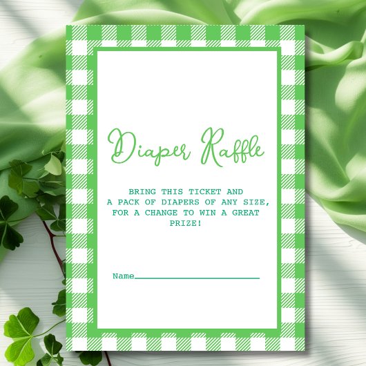 Green Gingham Diaper Raffle Begleitkarte