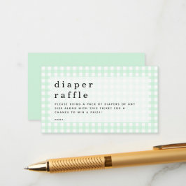 Green Gingham Diaper Raffle Picnic Baby Dusche Begleitkarte