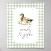 Green Gingham Duck Baby Showkarten und Geschenke Poster (Vorne)