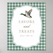 Green Gingham Duck Gender Neutral Favors & Treats Poster (Vorne)