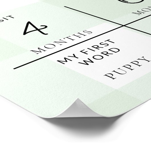 Green Gingham First Birthday Foto Milestone Poster (Ecke)