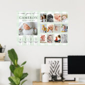 Green Gingham First Birthday Foto Milestone Poster (Heimbüro)