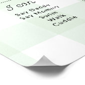 Green Gingham First Birthday Milestone Timeline Poster (Ecke)