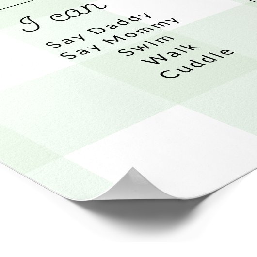 Green Gingham First Birthday Milestone Timeline Poster (Ecke)