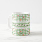 Green Gingham Floral Keramik, 11oz, bleifrei Kaffeetasse (Vorderseite Links)