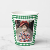 Green Gingham Foto Template Farm Geburtstag Pappbecher (Vorderseite)