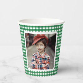 Green Gingham Foto Template Farm Geburtstag Pappbecher
