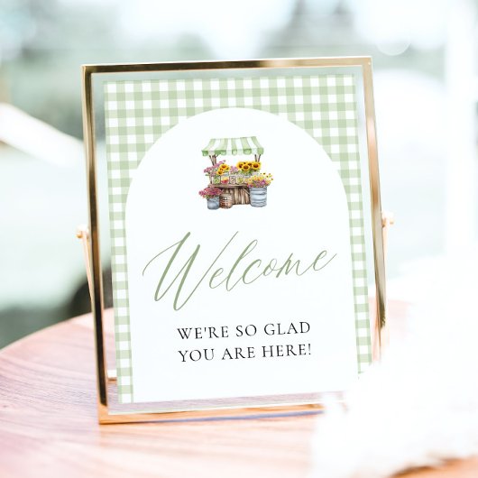 Green Gingham Fresh Off Market Willkommenszeichen Poster