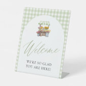 Green Gingham Fresh Off Market Willkommenszeichen Sockelschild (Vorderseite)