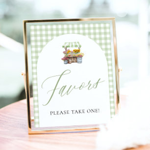 Green Gingham Fresh off the Market Gfavors Sign Poster