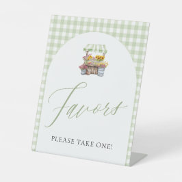 Green Gingham Fresh off the Market Gfavors Sign Sockelschild