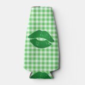 Green Gingham Fun Irish Kiss St Patrick's Day Flaschenkühler (Vorderseite)