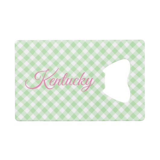 Green Gingham Geldbeutel Flaschenöffner (Vorderseite (Horizontal))