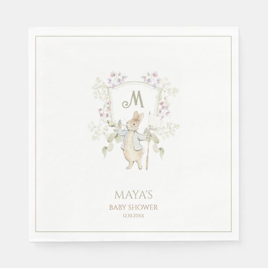 Green Gingham Gender Peter the Rabbit Baby Shower Serviette (Vorderseite)