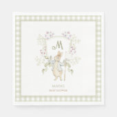 Green Gingham Gender Peter the Rabbit Baby Shower Serviette (Vorderseite)