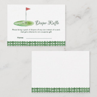 Green Gingham Golf Baby Shower Diaper Raffle Begleitkarte