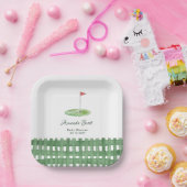 Green Gingham Golf Baby Shower Pappteller (Party)