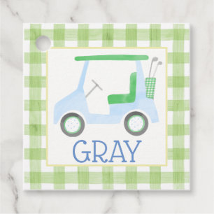 Green Gingham Golf Cart Tag Geschenkanhänger