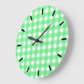Green gingham große wanduhr (Winkel)