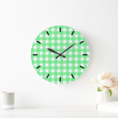 Green gingham große wanduhr (Zuhause)