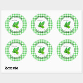Green Gingham Handmade Soap Label Runder Aufkleber (Blatt)