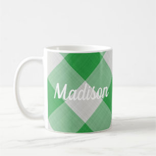 Green Gingham Kaffeetasse