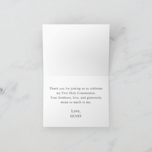 Green Gingham Kariert Boy First Communation Danke (Innenseite)